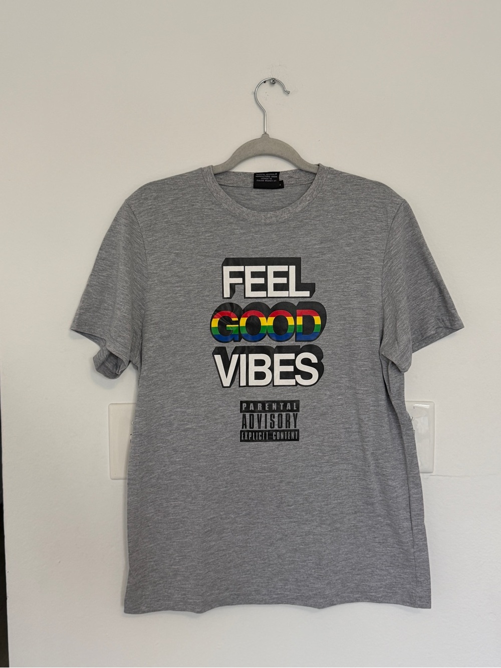 Feel Good Vibes Grey Graphic Tee
